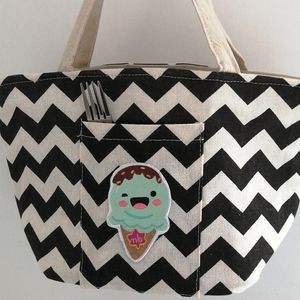 BNWOT ! cotton linen lunch bag insulated bag cooler